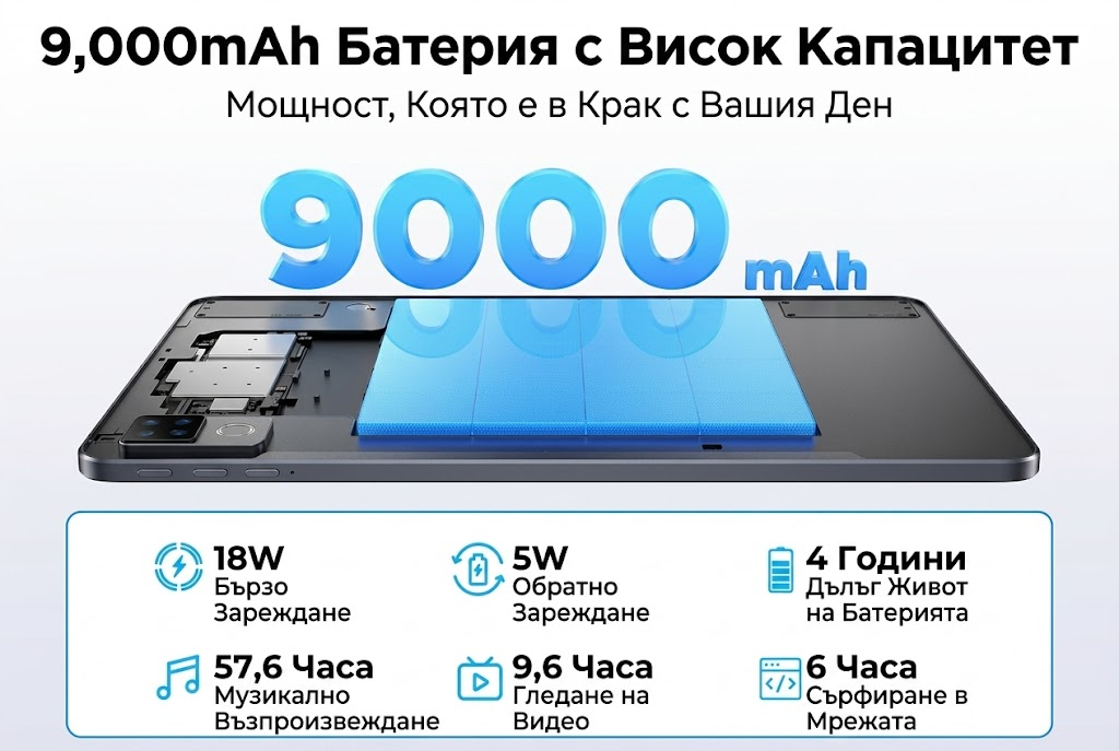 【Най-нова версия Android 16】DOOGEE U12 VIP таблет с Android 16, 12-инчов таблет, 24 GB RAM + 128 GB / до 2 TB, Gemini AI, таблет с клавиатура и стилус, 9000 mAh / 18 W, 13 MP + 8 MP, детски таблет с осемядрен процесор / Widevine L1 / OTG / Face ID. - Image 2
