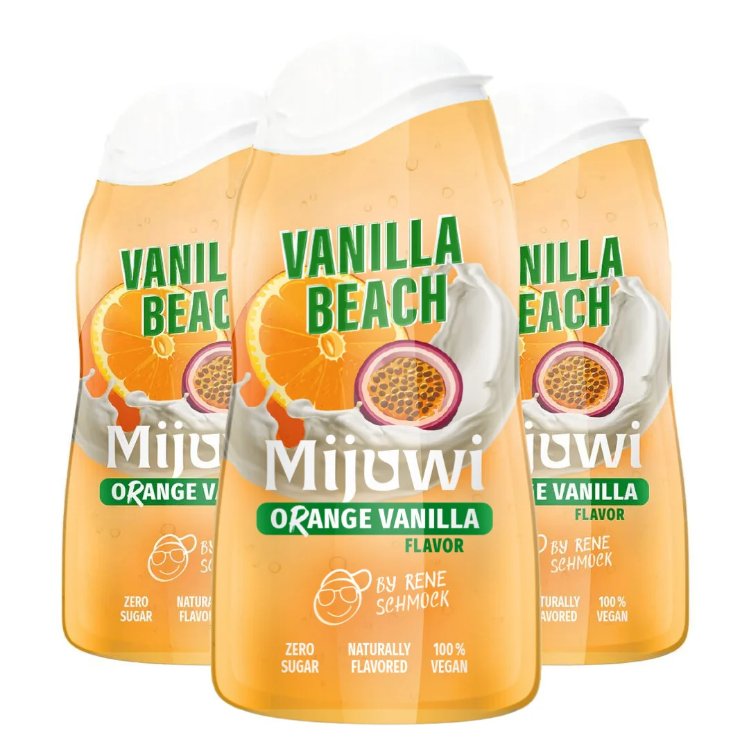 Mijuwi Fantastic Starter Set Sirup ohne Zucker - 6x 48 ml, zuckerfreier Sirup + Shaker, 100% vegan, für 6-8 Liter Getränk pro Sirup, natürlich aromatisiert, Wild Cola, Dragonfruit & Mango, Grenadine, Apple & Pear, Vanilla Beach, Ice Tea Peach - Image 2